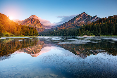 非凡的,风景,日光,蓝色,山,方向,池塘,欧洲,热,瑞士阿尔卑斯山