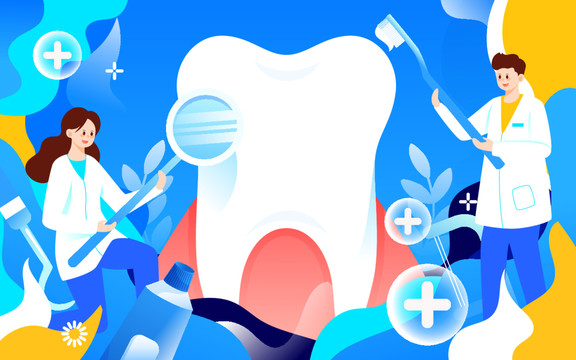 世界爱牙日保护牙齿口腔插画